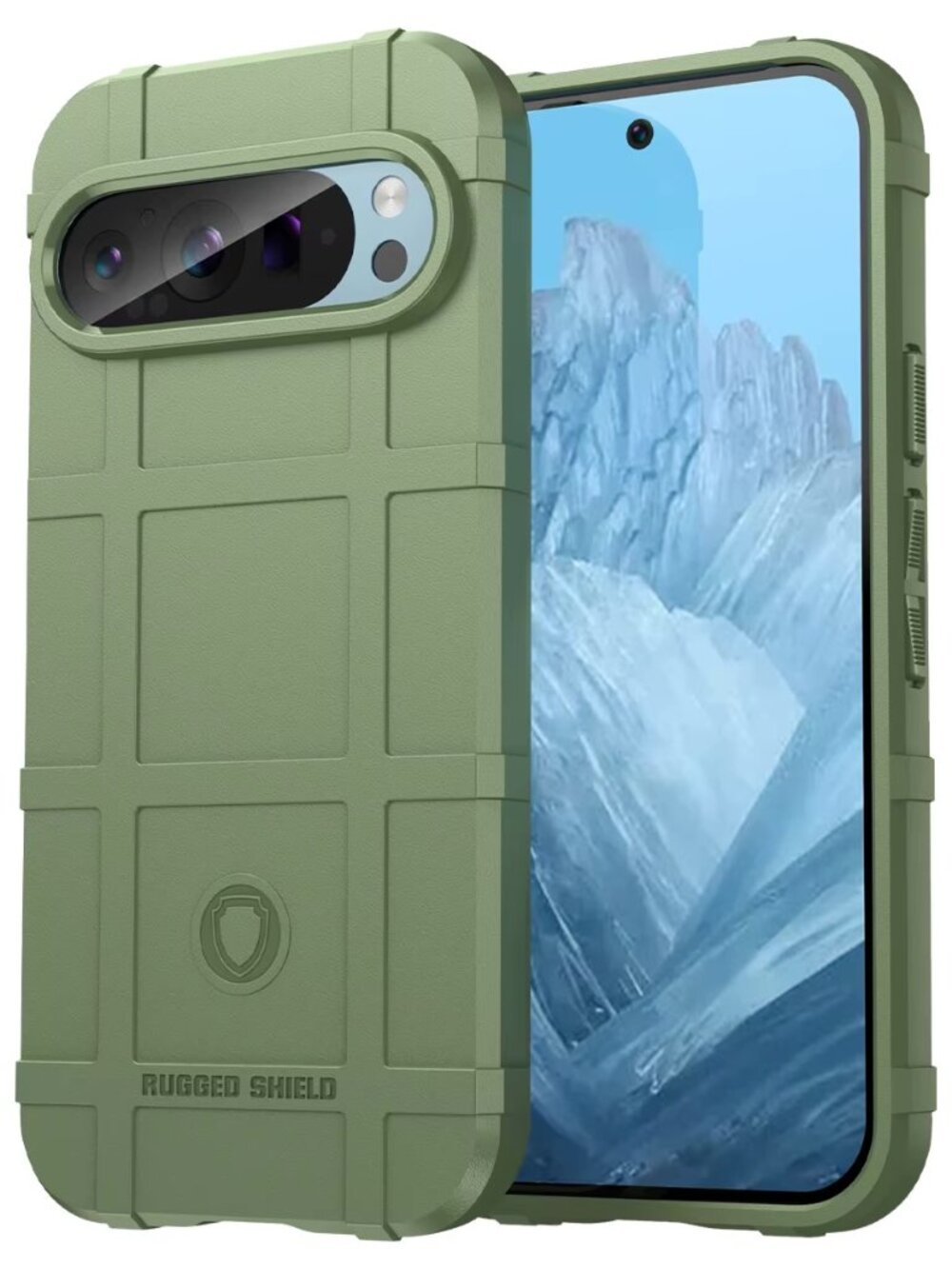 Google Pixel 9 Pro XL Rugged Shield Frosted Case Shockproof Rugged Armor
